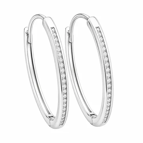 Brinco Argola Redonda com Zircônias 2,6 cm em Prata 925