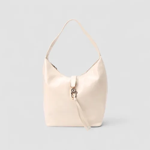Bolsa Hobo Via Marte Grande Verniz Fivela Off White