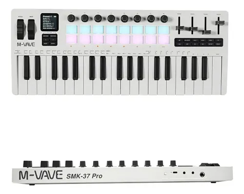 M-vave Teclado Controlador Smk-37 Pro Midi 37 Teclas Branco