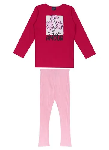 Conjunto Infantil Blusa e Calça Legging Canelada (Vermelho) Guloseima