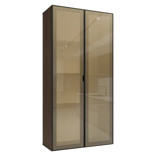 Módulo Cristaleira 70 cm 2 Portas Rustic/Preto Vidro Reflecta Bronze Vinil Madesa