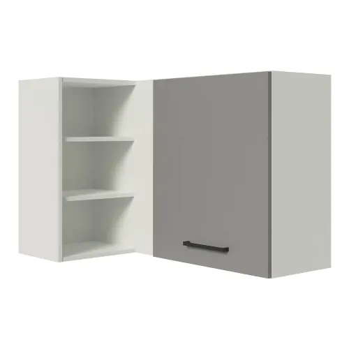 Armário Aéreo de Canto Madesa Agata 1 Porta para linha de 60 cm de profundidade Branco/Cinza