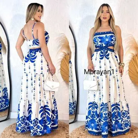 NOVO TEMPERAMENTO FEMININO VESTIDO LONGO ELEGANTE ESTAMPADO COM BOJO TEM REGULADOR