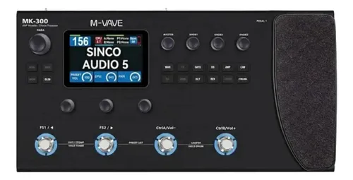 Pedaleira Multi Efeitos para Guitarra e Baixo M-vave Mk-300 Preto