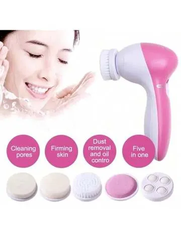 2026 limpador facial elétrico 5 em 1 escova de limpeza facial máquina de lavar spa massageador de cuidados com a pele alimentado por bateria (sem bateria)