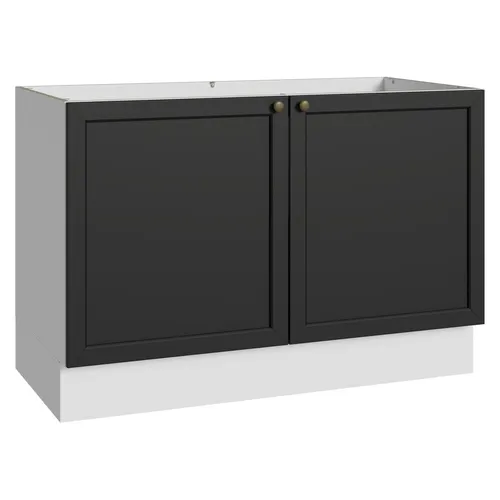 Balcão Gabinete de Pia 120 cm (Sem Tampo) Branco/Preto Vik Madesa