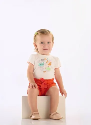 Conjunto Bebê Menina Body e Short Off White
