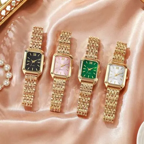 Moda retângulo feminino relógio de quartzo luxo analógico relógios de pulso reloj mujer meninas relógio presente (sem caixa)