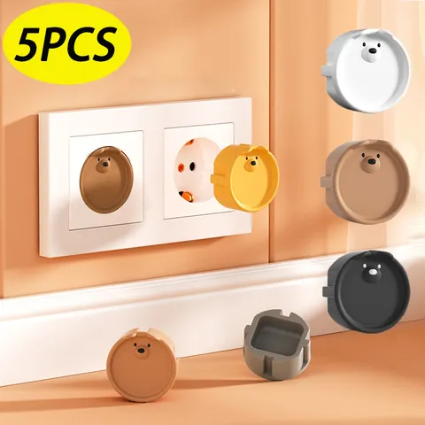 5 pçs proteção de segurança do bebê soquete capa protetora bonito dos desenhos animados crianças silicone choque elétrico capas de proteção à prova de poeira