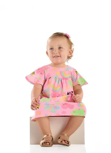 Vestido Doce Natureza em Cotton para Bebê Rosa