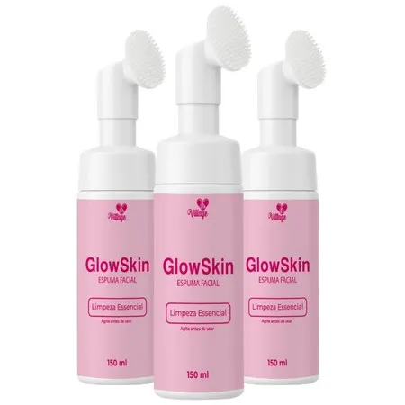 Kit 3x Sabonete Facial em Espuma GLOW SKIN: Limpeza Profunda para uma Pele Iluminada
