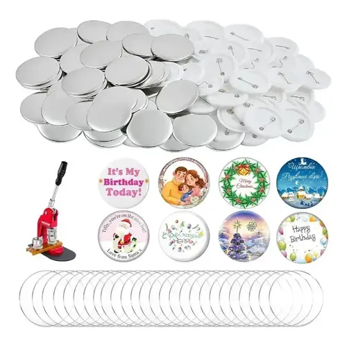 25mm Branco Pins e Bottons 100 Kits para Máquina de Button Branco