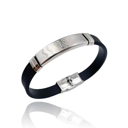 Pulseira Safra White Oração Pai Nosso em Aço