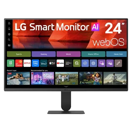 Monitor LG Smart, Tela IPS de 24", FHD, WebOS 26, HDR10, ThinQ, Wi-fi, AirPlay, Screen Share, Bluetooth, 5ms (GtG), 120Hz, USB, HDMI - 24U511SB-B - 24U511SB-B