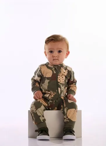 Macacão Bebê Saruel em Super Cotton Felpado Verde