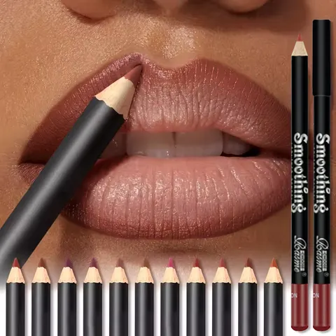 Lápis labial fosco à prova d'água, batom vermelho para contorno, copo antiaderente de longa duração, hidratante para lábios, maquiagem em 12 cores