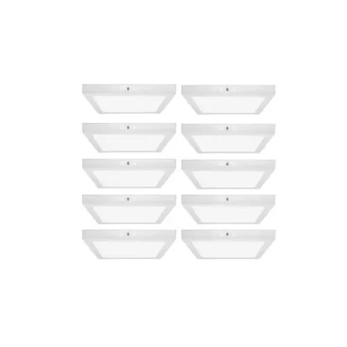 Kit 10 Plafons LED Sobrepor Quadrado Branco 24W Yamamura