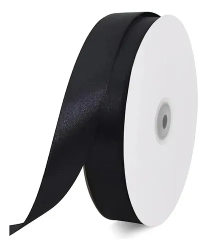 Fita de Cetim 38mm No9 Rolo 50 Metros as Cores Cor Preto
