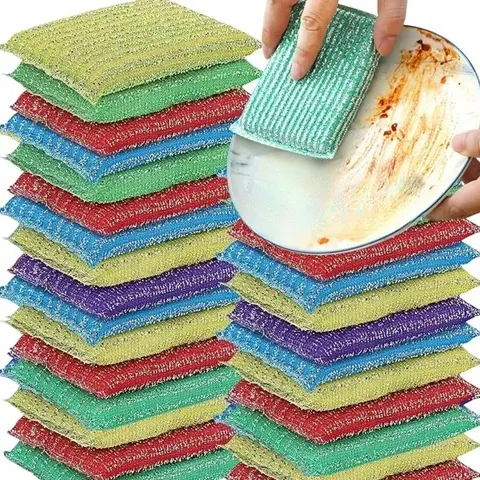 Esponja de aço inoxidável, pano de limpeza, desengordurante para a cozinha, escova para tigelas, pratos e panelas, utensílio de limpeza doméstica.