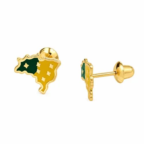 Brinco Infantil Brasil em Ouro 18k