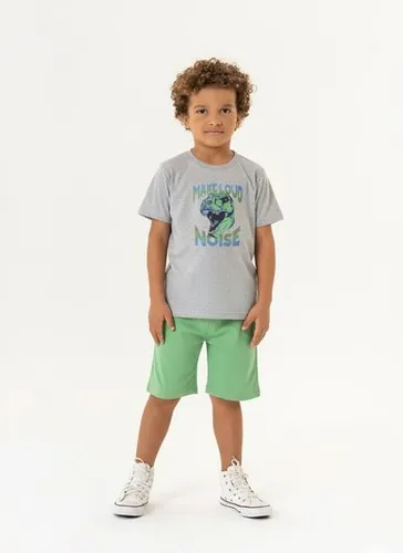 Conjunto com Camiseta e Bermuda para Menino (Cinza) Guloseima