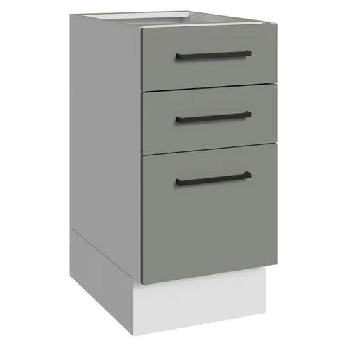 Balcão de Cozinha 40 cm 3 Gavetas (Sem Tampo) Branco/Cinza Agata Madesa