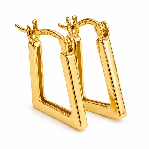 Brinco 1,9 cm Argola Quadrada em Ouro 18K
