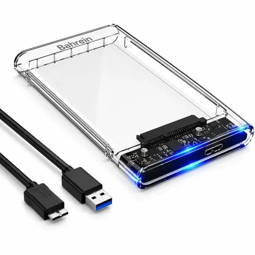 Case para HD Externo USB 3.0 para HD/SSD SATA 2,5" Adaptador Gaveta Portátil Alta Velocidade para Notebook PCs Consoles Transparente
