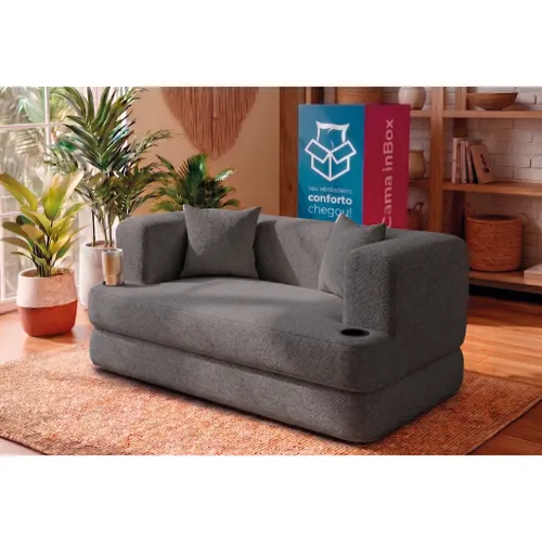 Sofá Cama Muna Xpand Tech Tecido Bouclê Cama inBox