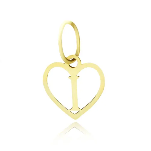 Pingente Letra Coração "I"  1cm em Ouro 18K