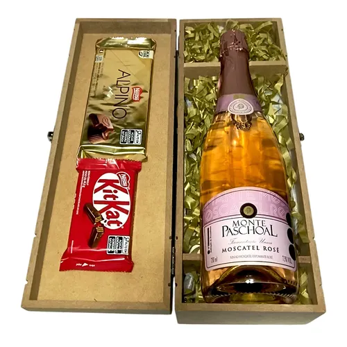 Kit com Vinho e Chocolate Bronze