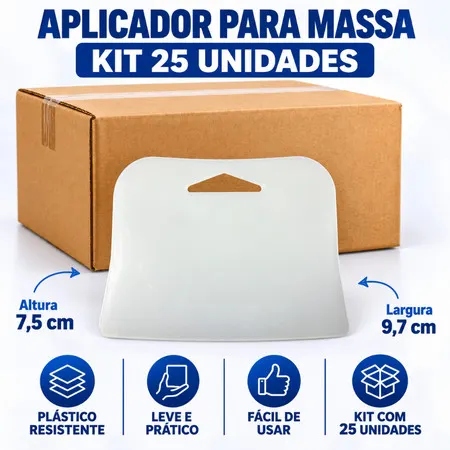 25 Espátula Celuloide Aplicador de Massa para Cimento Queimado e Efeitos 9,7cm