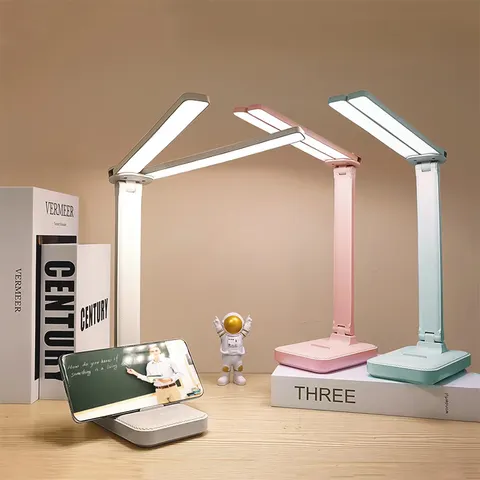 Luminária de mesa usb com 3 níveis de intensidade regulável, luz noturna recarregável por usb, proteção para os olhos, lâmpada de mesa dobrável para quarto, mesa de cabeceira