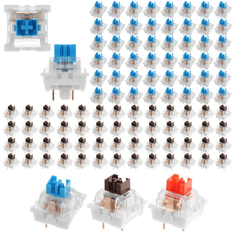 150 Peças de Switches para Teclado, 3 Pinos, à Prova de Poeira, Lineares, Táteis, Clicky, Silenciosos, para Teclados Mecânicos MX, Switches para Jogos, DIY