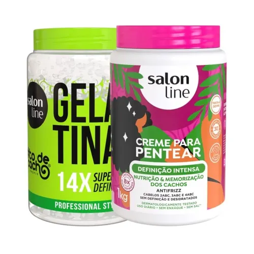 Kit Salon Line Creme para Pentear Definição Intensa + Gelatina Super D