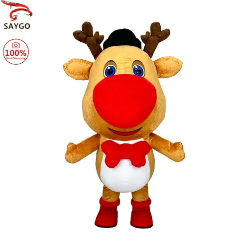 Saygo natal veado inflável traje de pelúcia adulto personagem mascote personagem halloween cosplay festa desempenho traje