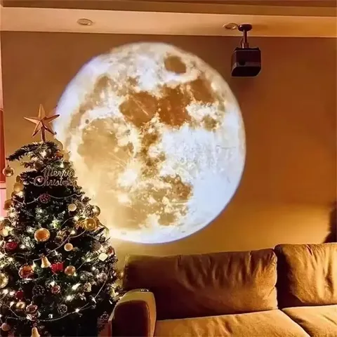 Luz de Projeção Planetária Lua Terra para Quarto, Luminária Noturna USB, Luz de Ambiente para Decoração de Parede de Quarto Infantil