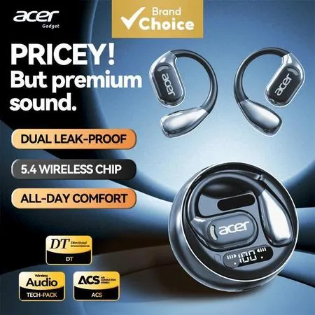 Acer OHR510 Fones de Ouvido sem Fio Bluetooth Gancho Leve Assistente Voz TWS Longa Vida Útil da Bateria Música Uso Diári