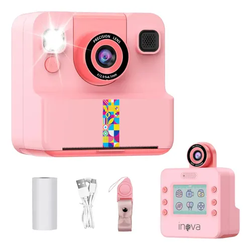 Câmera Fotográfica Infantil Impressora Instantânea Foto, 1080p Fotos Vídeo Digital de Alta Definição, Jogos Divertidos, Presentes para Crianças, Para Crianças dos 3 aos 12 Anos Cor Rosa