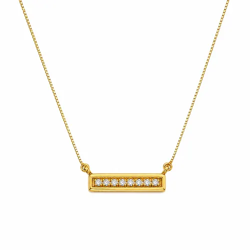 Colar 45cm Fita com 7 Diamantes em Ouro 18K