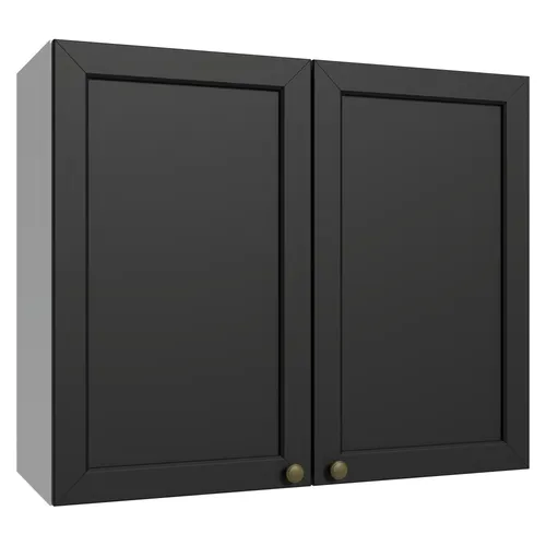 Armário Aéreo 80 cm 2 Portas Branco/Preto Vik Madesa