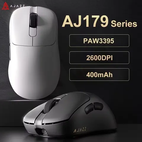 Mouse ergonômico com fio e sem fio AJAZZ AJ179, leve, com macros para jogos, adequado para computadores pessoais e laptops.
