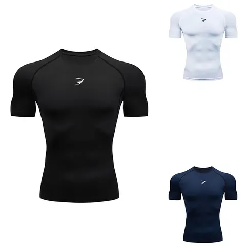 Camisetas Esportivas de Compressão Masculinas de Manga Curta para Corrida, Camisetas de Ginástica e Fitness, Camisetas Masculinas para Jogging, Camisetas Atléticas Homme 902