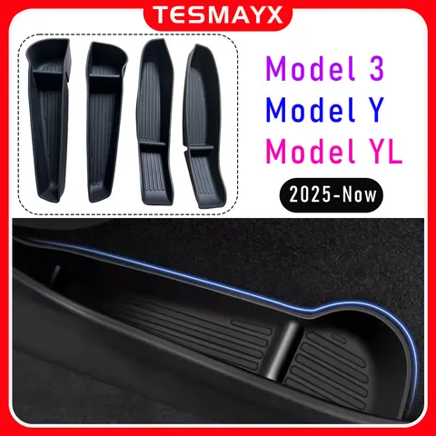 Caixa de Armazenamento Lateral da Porta e Lixeira para Tesla Model 3 Y Juniper 2025 2026 - Acessórios e Organizadores de Bandeja Interna para Porta
