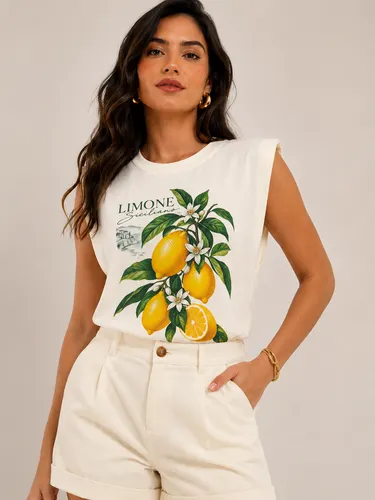 Camiseta Feminina Manga Muscle Tee Estampa Limone Siciliano