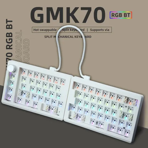 Zuoya gmk70 via/qmk kit de teclado mecânico para jogos separados com fio sem fio bluetooth junta permutável quente personalizado dividido