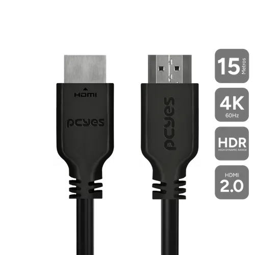Cabo HDMI PCYES 2.0 4K 60Hz 15 Metros Cobre Puro 18Gbps PHM20-15