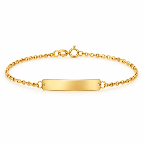 Pulseira Elo Português com Chapa 13 cm em Ouro 18K
