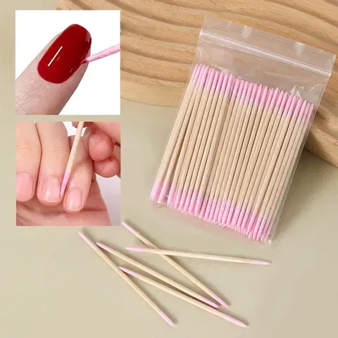 100 pçs cotonetes de ponta dupla pontas pontas finas para correção de delineador de maquiagem de arte de unhas-ferramentas de beleza