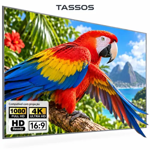 Tela de Projeção Tassos PS03 ALR Cinza 100" para Home Theater e Jogos